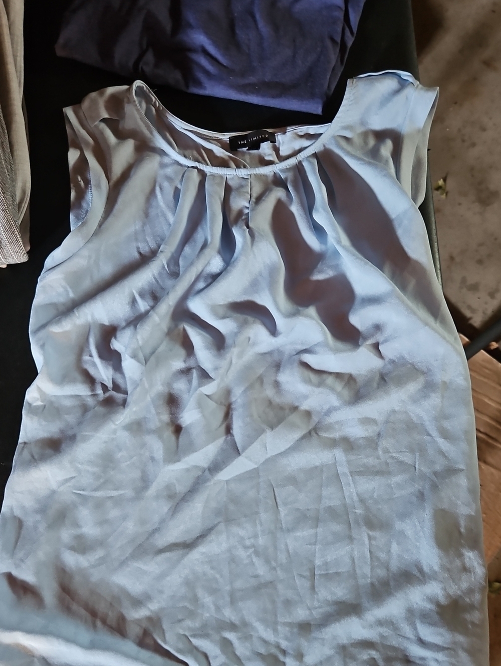 The Limited Light Blue Sleeveless Pleated Neck Camisole